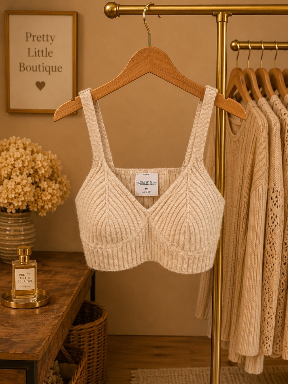Wild Fable Cream Ribbed Knit Bralette XS - Picture 1 of 2